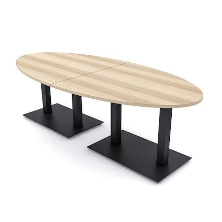 Skutchi Designs Oval Conference Table With Power Unit, 48 in W, 96 in L, Brown HAR-OVL-48X96-DOU.BK-K525-NA