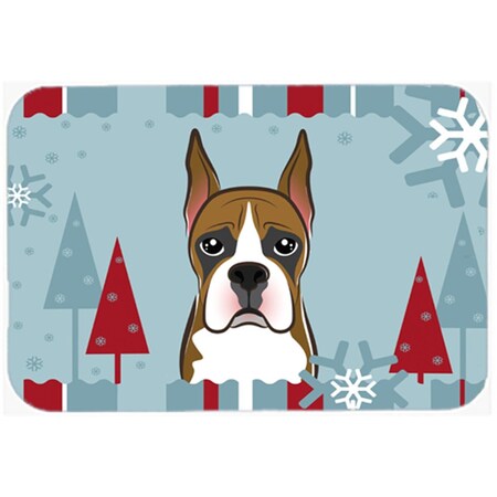 Carolines Treasures Winter Holiday Boxer Glass Cutting Board- Large BB1719LCB