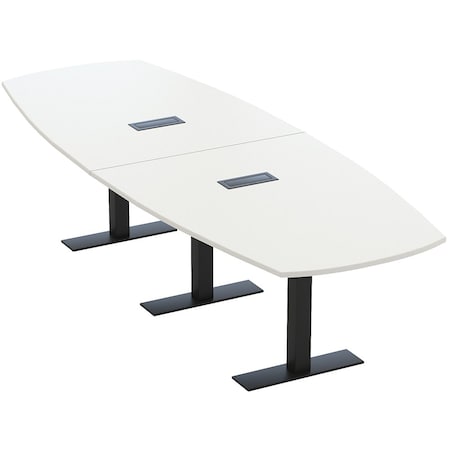 Skutchi Designs Arc Boat Conference Table With Power, 48 in W, 120 in L HAR-ABOT-48X120-T.BK-W960-EBLK