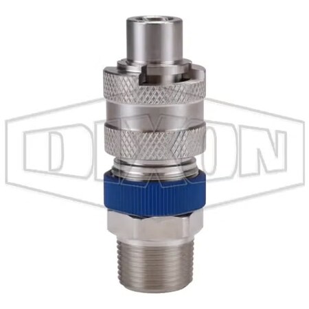 Dixon Dix-Lock N Series Interchange Safety-Lock Quick Disconnect Pneumatic End Plug, 303 Stainless Steel N4M6-S-LS