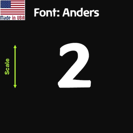 Aacc Self-Adhesive Vinyl Number: 2, Size: 12 cm. Color: White Font: Anders, 4PK AACC-Anders-N2-White-M12x4