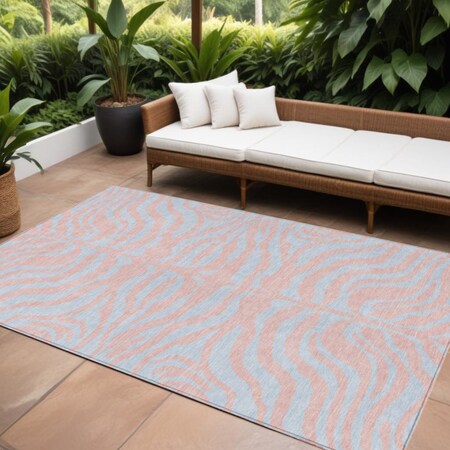 Homeroots 10' X 14' Pink And Gray Animal Print Washable Indoor Outdoor Area Rug 600701