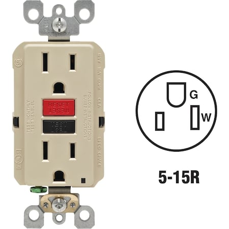 Leviton SmartlockPro Self-Test 15A Ivory Residential Grade 5-15R GFCI Outlet R21-GFNT1-0RI