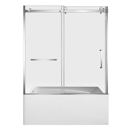 Kingston Brass 60" Acrylic Anti-Skid Alcove Left-Hand Drain Tub with Right Sliding Tub Door, White/Polished Chrome KVTAM6032L22D1