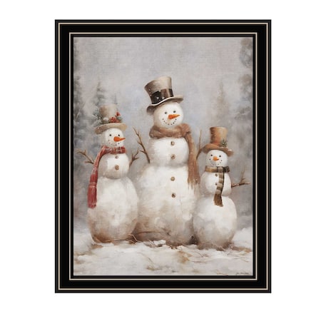 Homeroots Snowman Trio Black Framed Wall Art 572082