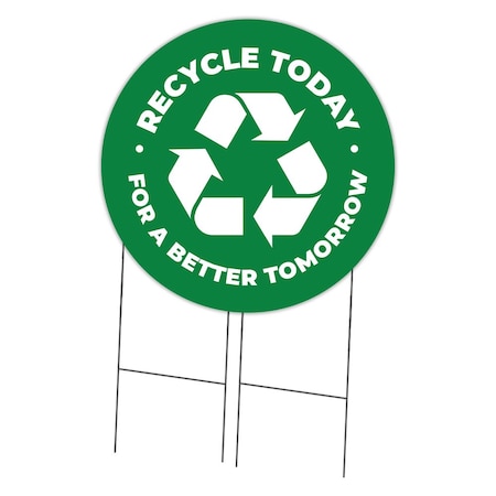 Signmission Corrugated Plastic Sign With Stakes 36in Circular-Recycle C-36-CIR-WS-Recycle