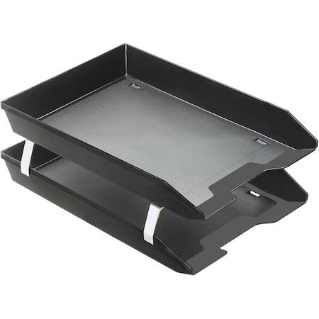 Acrimet Facility 2 Tier Letter Tray Front Load Letter Size Desktop File Organizer Plastic Black 263.4