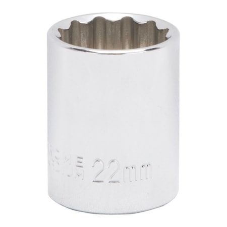 Vulcan Drive Socket, 22 mm Socket, 1/2 in Drive, 12-Point, Chrome Vanadium Steel, Chrome, MT6534044 MT6534044