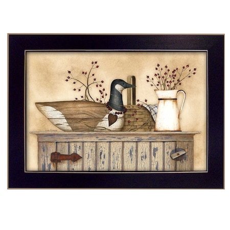 Homeroots Duck and Berry Still Life Black Framed Print Wall Art 405143