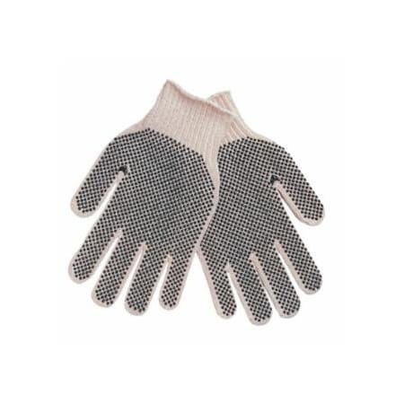 Mcr Safety PVC Dot String Knit Gloves, Large, Natural/Blue PVC Blocks, 12PK 127-9660LMB