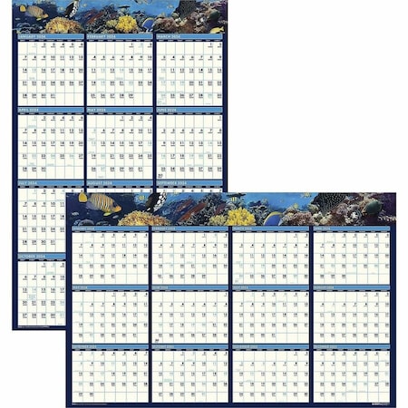 House Of Doolittle Doolittle, RECYCLED EARTHSCAPES SEA LIFE SCENES REVERSIBLE WALL CALENDAR, 24 X 37, 2021 3969