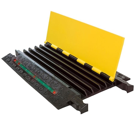 Electriduct FireFly LED Illuminated Cable Protector, 5 Channel, 32in Length, Black Base / Yellow Lid, 1 Piece FF5X125-Y/B