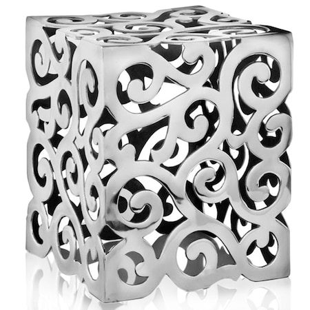 Homeroots 17" Silver Aluminum Square End Table 354660