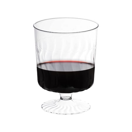 Smarty Had A Party 8 oz. Clear Plastic Pedestal Wine Glasses (240 Glasses), 240PK 6956-CASE