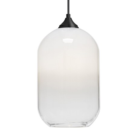 Besa Lighting Besa Omega 12 Pendant, White/Clear, Black Finish, 1x 60W MAX E26 Base 1JT-OMEGA12WH-BK