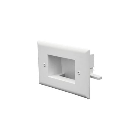 Cable Wholesale Easy Mount Recessed Low Voltage Cable Pass-through Plate, Slim-fit for wall cavities to 3/4in 45-0009-WH