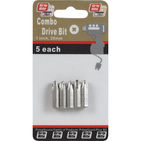 Grip-Rite Phillips/Square Combo 1'' Screwdriver Bit PCOMBOBIT1