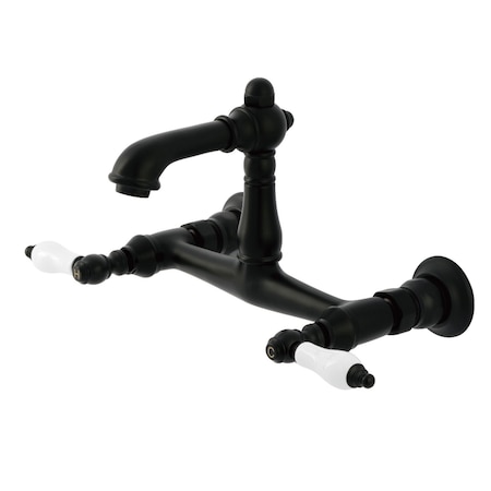 Kingston Brass Double-Handle Wall Mount Bathroom Faucet, Matte Black KS7250PL