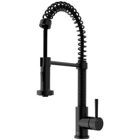 Vigo Edison 19inH Single-Handle Pull-Down Sprayer Kitchen Faucet in Matte Black VG02001MB