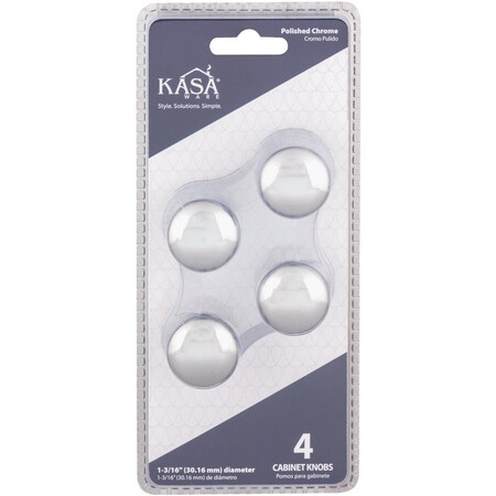 Hardware Resources KasaWare 1-3/16'' Dia. Polished Chrome Cabinet Knob, 4PK K778PC-4