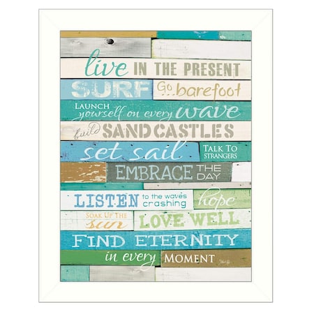 Homeroots Live in the Present 4 White Framed Print Wall Art 416180
