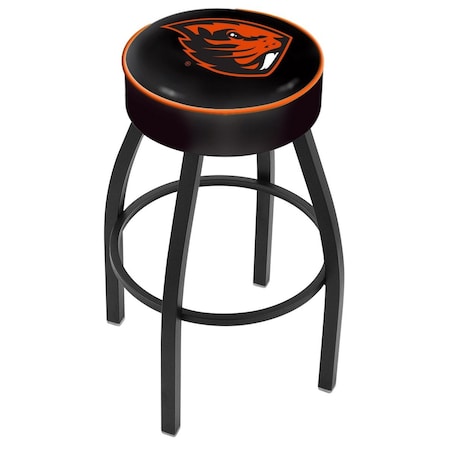 Holland Bar Stool Co 25" 4" Oregon State Cushion Seat, Blk Wrinkle Base Swivel Bar Stool L8B125OregSt