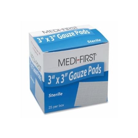 Medi-First Sterile Gauze Pad, 3 in W, 3 in L, Sterile Gauze 899-61273