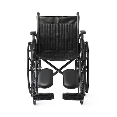 Medline 20in Wide K1 Basic Vinyl Wheelchair with Swing-Back Desk-Length Arms and Elevating Leg Rests K1206V22E