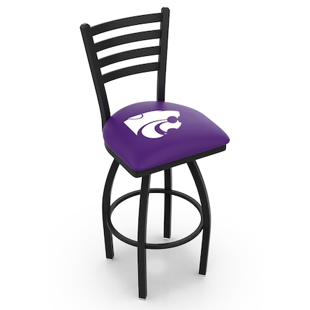 Holland Bar Stool Co 25" Blk Wrinkle Kansas State Swivel Bar Stool, Ladder Back L01425KnsasS