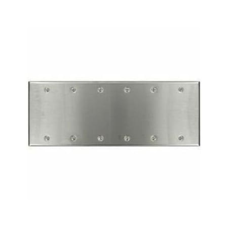 Leviton Blank Wallplate, Standard Size, Gang 6, Brushed Stainless Steel 84066-40