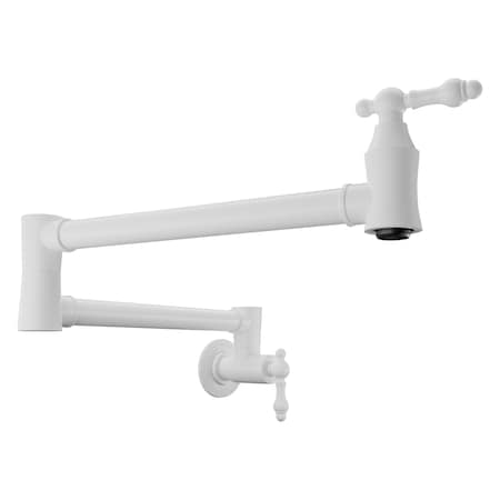 Anzzi Marca 360-Degree 24 in. Dual Swivel Pot Filler in Matte White KF-AZ259WH