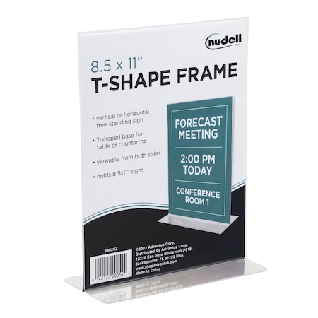 Nudell T-Shape Sign Holder, Clear, 8.511 in. 38020Z