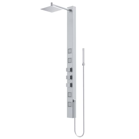 Vigo Sutton 58 in. H x 4 in. W 4-Jet Shower Panel System with Adjustable Square Head and Hand Shower Wand VG08017ST