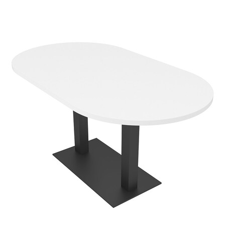 Skutchi Designs Racetrack Conference Table With Power, 36 in W, 72 in L, White HAR-RAC-36X72-DOU.BK-W960-NA