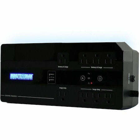 Minuteman Ups Standby UPS System, 600VA, Standby, Out: 95 to 140V AC In: 95 to 140V AC EN600GU