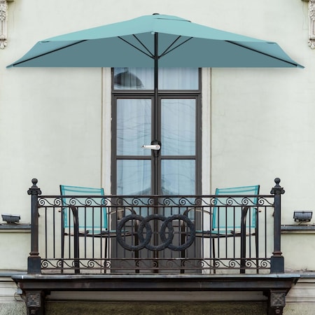 Pure Garden 9 Ft Semicircle Patio Umbrella, Blue 50-145-B