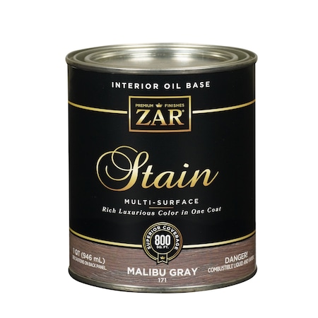 Zar Solid Malibu Gray Oil-Based Polyurethane Wood Stain 1 qt 17112