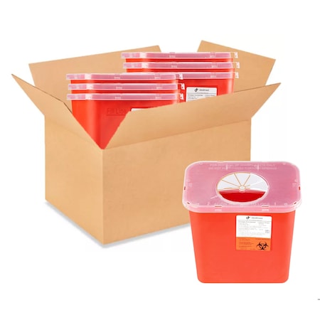 Dealmed Sharps Container 2 Gallon Rotor Opening Red, 20PK 781922