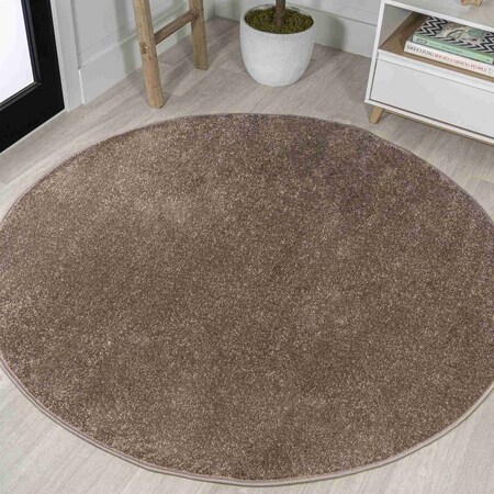 Jonathan Y Haze Solid Low-Pile Brown 6 ft Round Area Rug SEU100J-6R