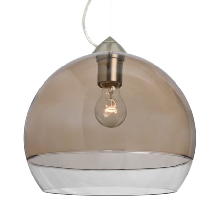 Besa Lighting Besa Ally 12 Cable Pendant, Smoke/Clear, Satin Nickel Finish, 1x 60W MAX E26 Base 1KX-ALLY12SM-SN