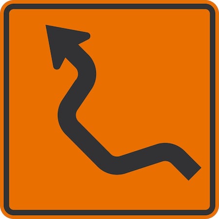 Lyle W24-1L, Left Double Reverse Curve (1 Lane), 30x30, High Intensity Prismatic, Orange G-15304-HI_30x30
