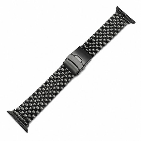 Elegani Black Classic Multi-Link Stainless Steel Replacement Band Compatible with Apple Watch 42mm 7LDLBQ-BLK-42mm