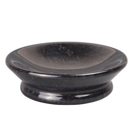 Convenience Concepts Marble Round Soap Dish Tray Holder, Natural Black HI3490005