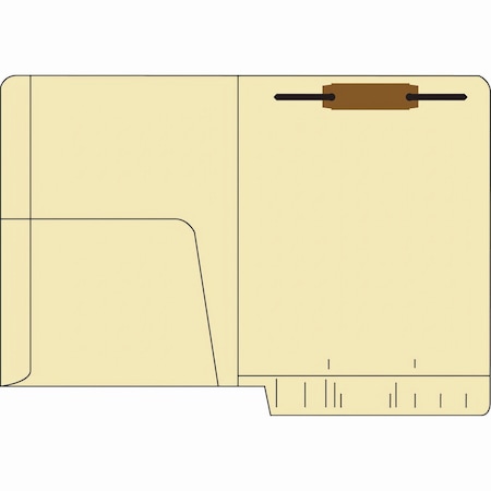 Medical Arts Press Heavy-Duty Slash Pocket End Tab Fastener Folders, 1 Fastener, Letter Size, Manila Exterior, 50PK 50651