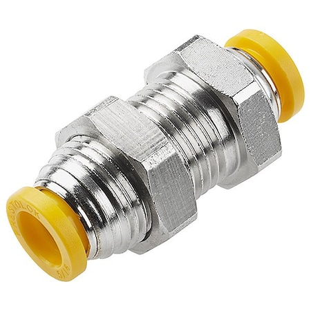Parker Metric Metal Push-to-Connect Fitting, Brass, Silver 62PLPBH-4M
