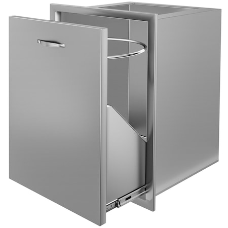 Vevor Stainless Steel Trash Drawer With Trash Bag Ring and Square Cut-Out Lower Sliding Rails Waterproof KM-CTG-2302-SKU8