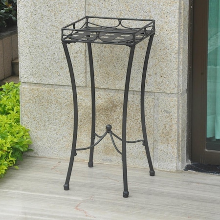 International Caravan Santa Fe Iron Nailhead Square Plant Stand, Antique Black 3560-ANT-BK
