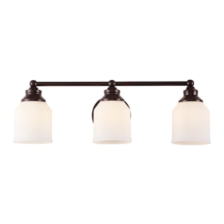 Jonathan Y Lydia 24" 3-Light Farmhouse Cottage Metal LED Vanity Light w/ Frosted Glass Shades, Oil Rubbed Bronze JYL7551C