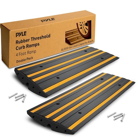 Pyle 8 Ft. Rubber Curb Ramp Set, 2PK PCRMP4DY