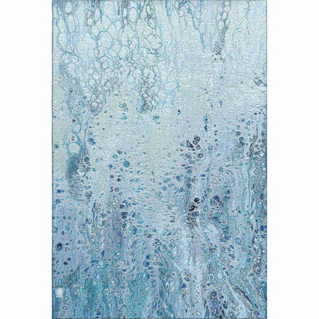 Homeroots 3' X 5' Light Blue And Ivory Abstract Washable Indoor Outdoor Area Rug 643547
